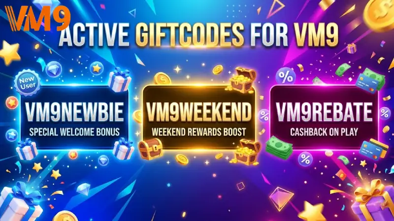 3 Live Actual GIFTCODE VM9 Codes Available on the Homepage